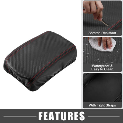 Armrest Seat Box Cover for Toyota Corolla Carbon Fiber Pattern Black