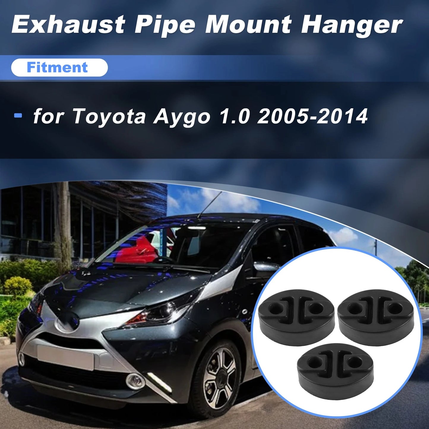 3 x Exhaust Pipe Rubber Bracket Hanger for Toyota Aygo (2005-2014)