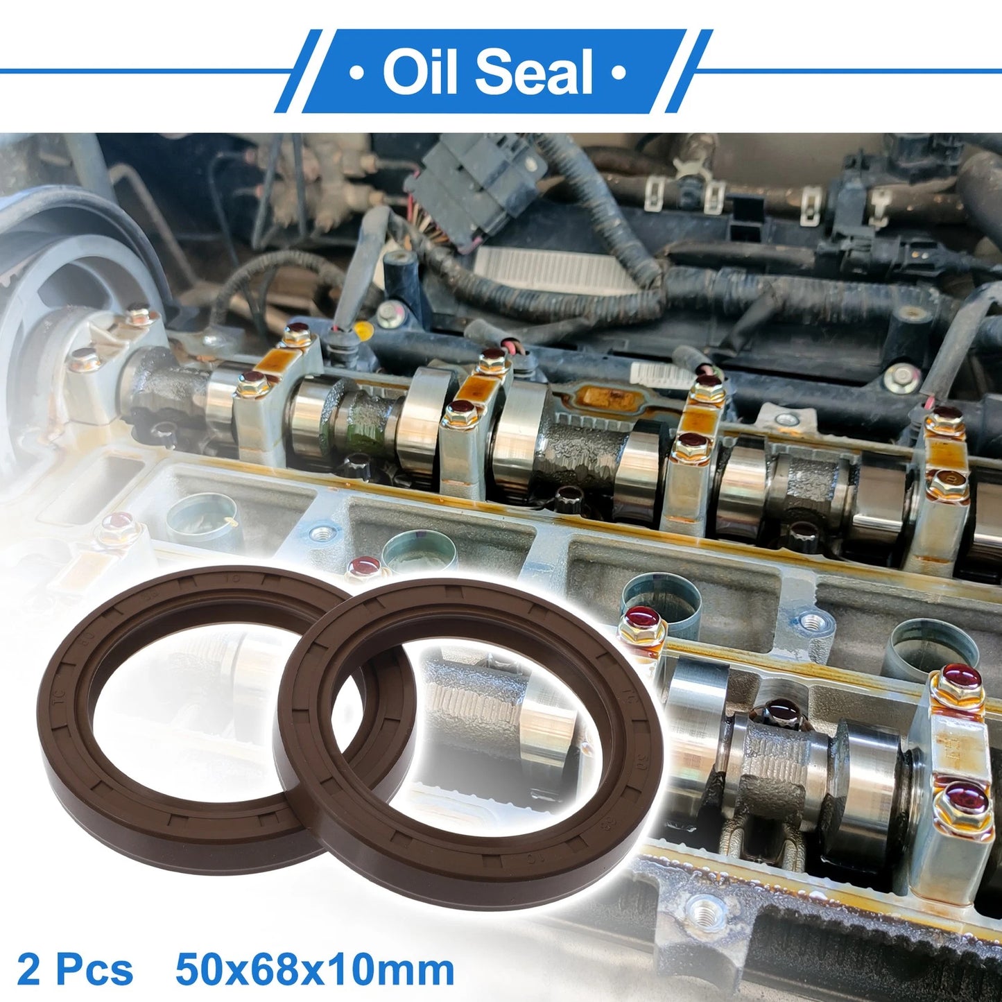 Oil Seal 50x68x10mm Brown 2 x Seal Ring Rotary Shaft Seal FKM Rubber
