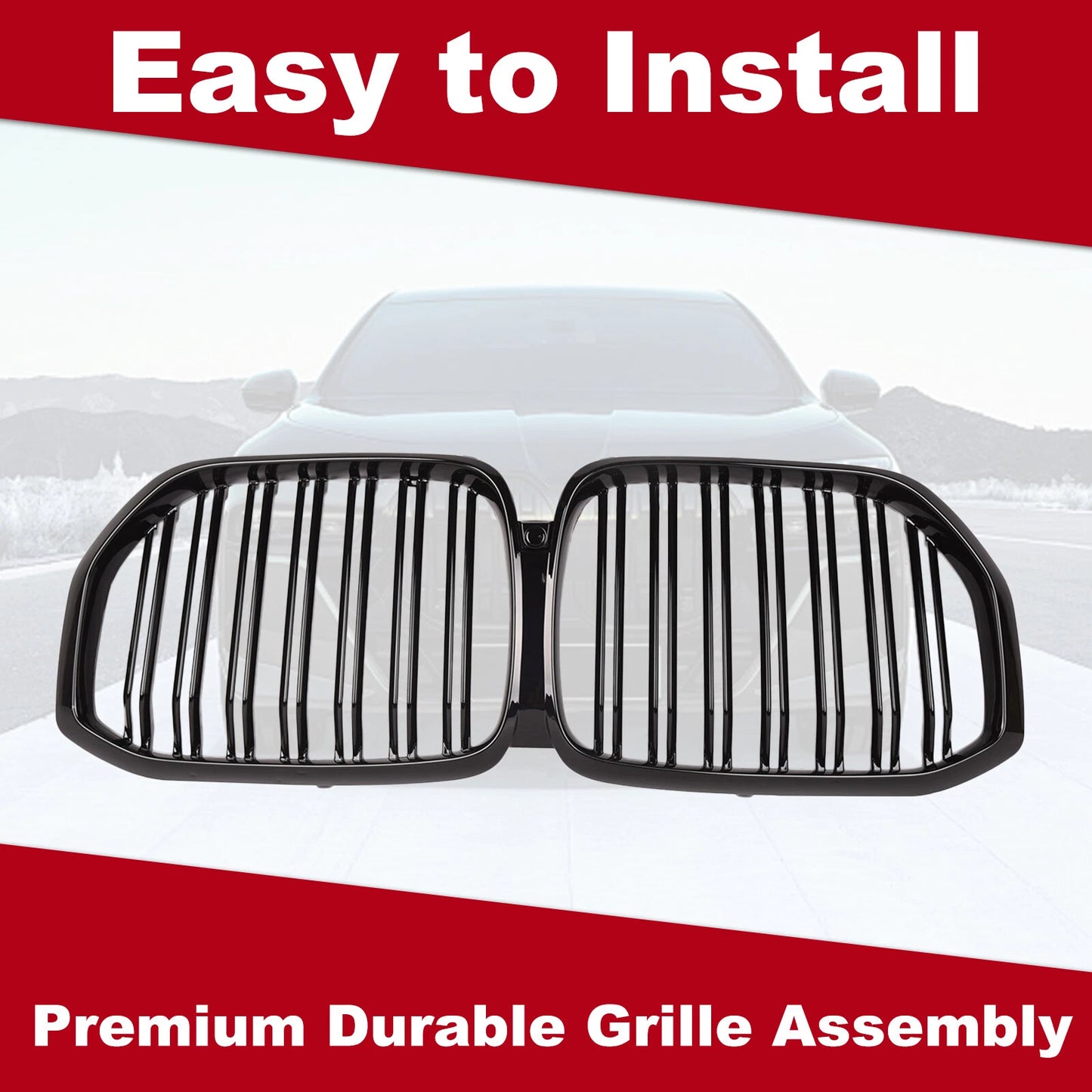 Gloss Black X5M Style Front Bumper Grille for BMW X5 F95 G05 (2019-2023)