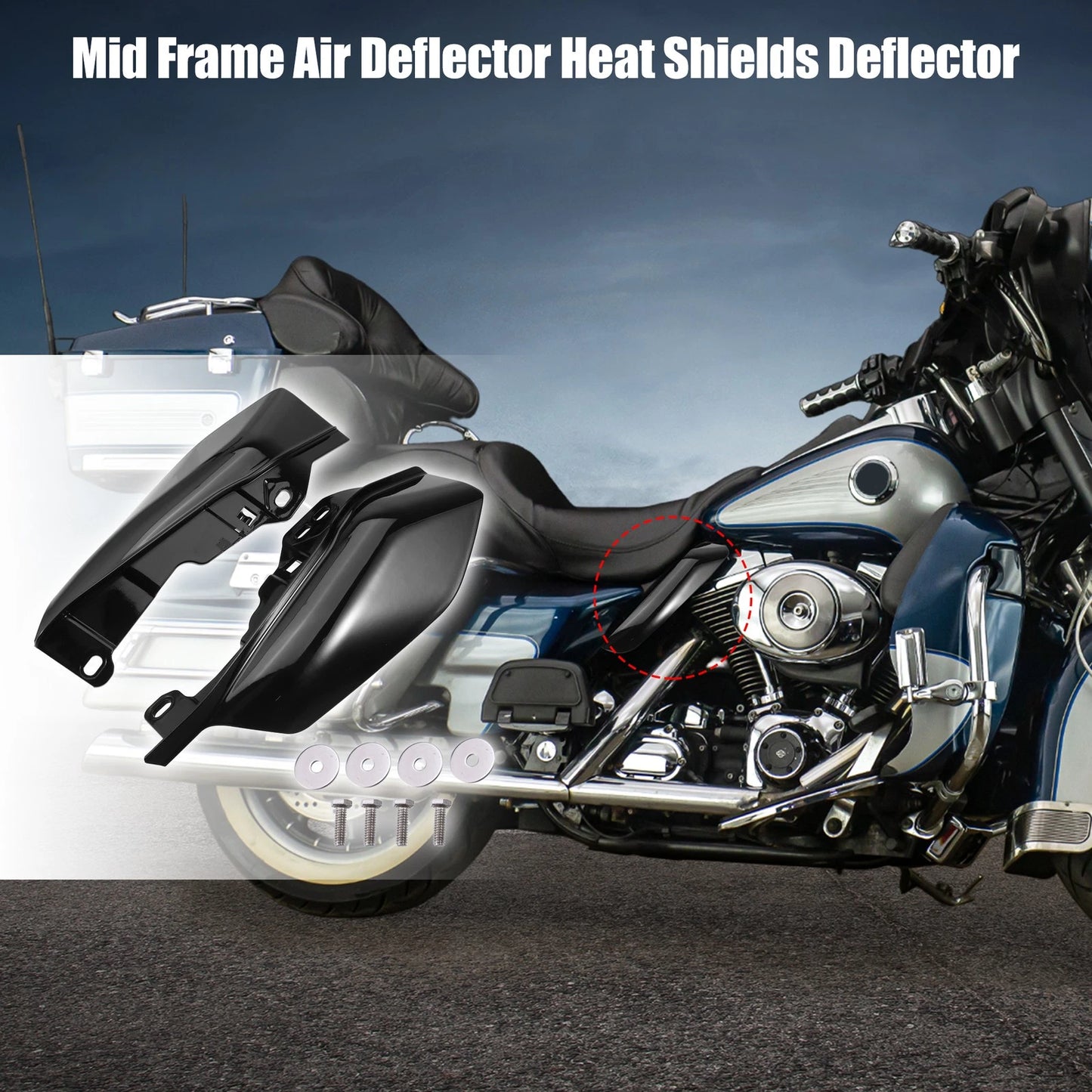 1 Pair Mid Frame Air Deflector for Harley Davidson Street Glide Gloss Black