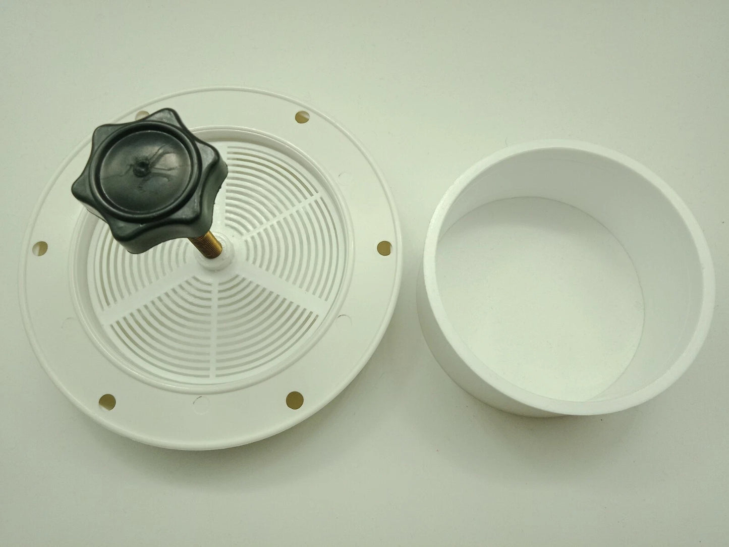 Mushroom Style Vent White Plastic Brass Spindle Low Profile Mosquito Screened