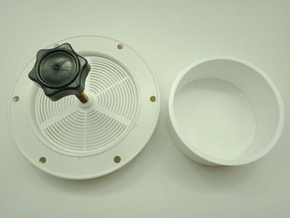 Mushroom Style Vent White Plastic Brass Spindle Low Profile Mosquito Screened