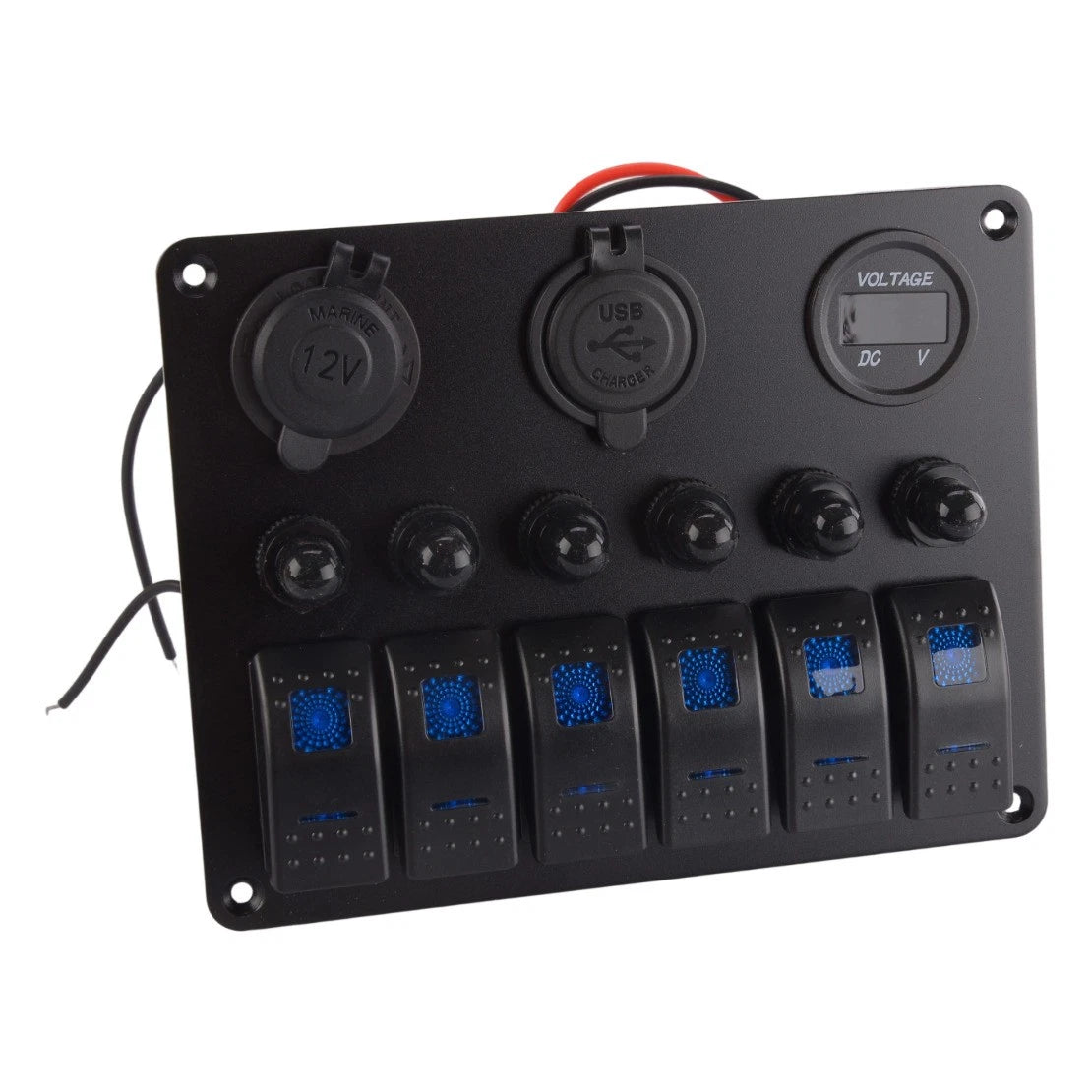 6 Gang LED Rocker Switch Panel for Car Truck Marine Boat