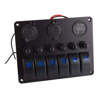 6 Gang LED Rocker Switch Panel for Car Truck Marine Boat