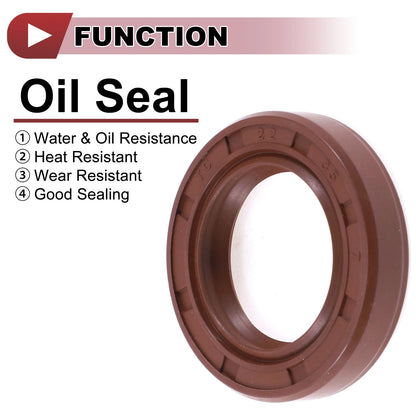 Oil Seal 22x35x7mm Brown 2 Pcs Seal Ring Rotary Shaft Seal FKM Rubber