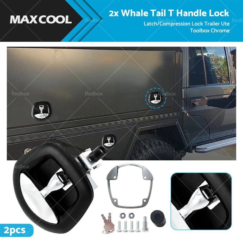 Whale Tail Lock Compression Lock Black Chrome Handle for Trailer Toolbox