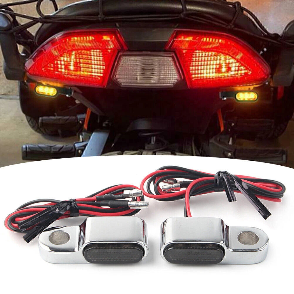 Mini Motorcycle LED Turn Signal Lights Amber Chrome