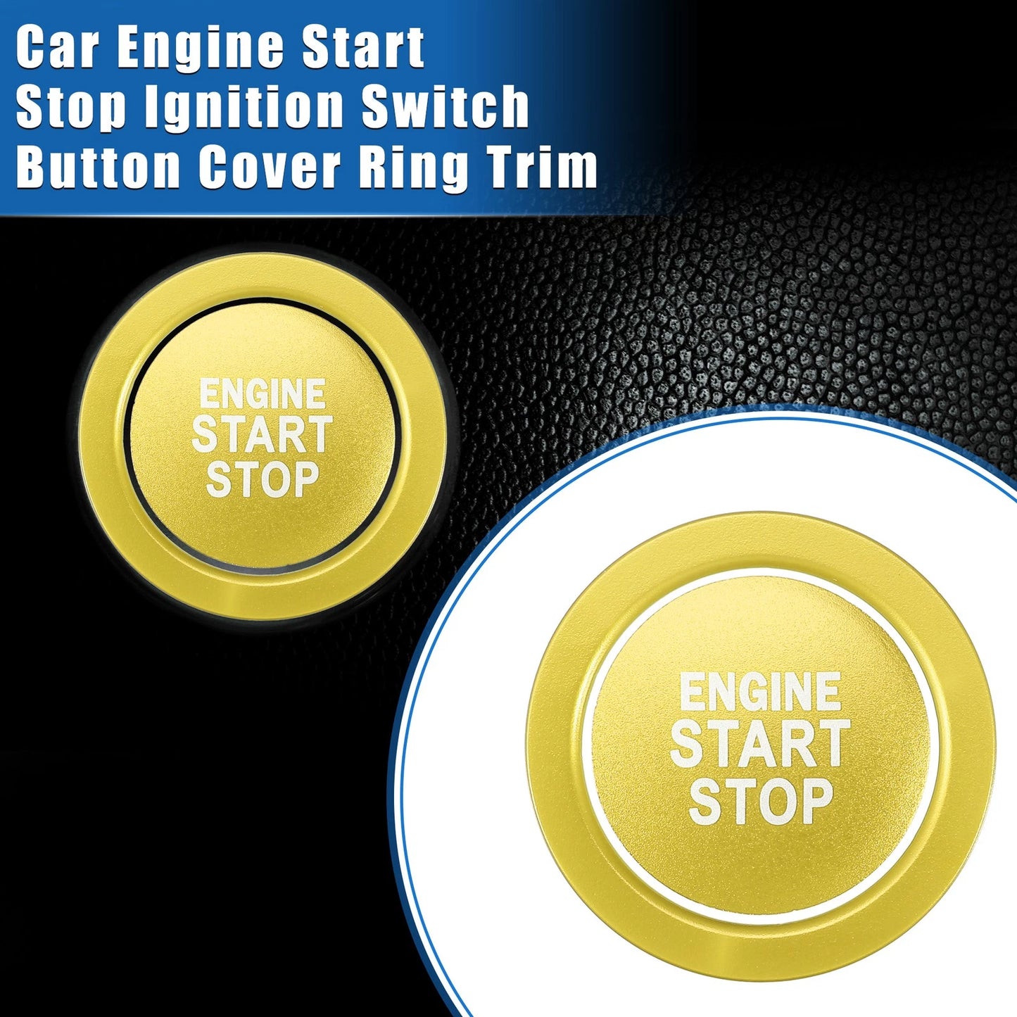 Engine Start Stop Button Cover Kit for Toyota Highlander (2020-2022) Gold Tone