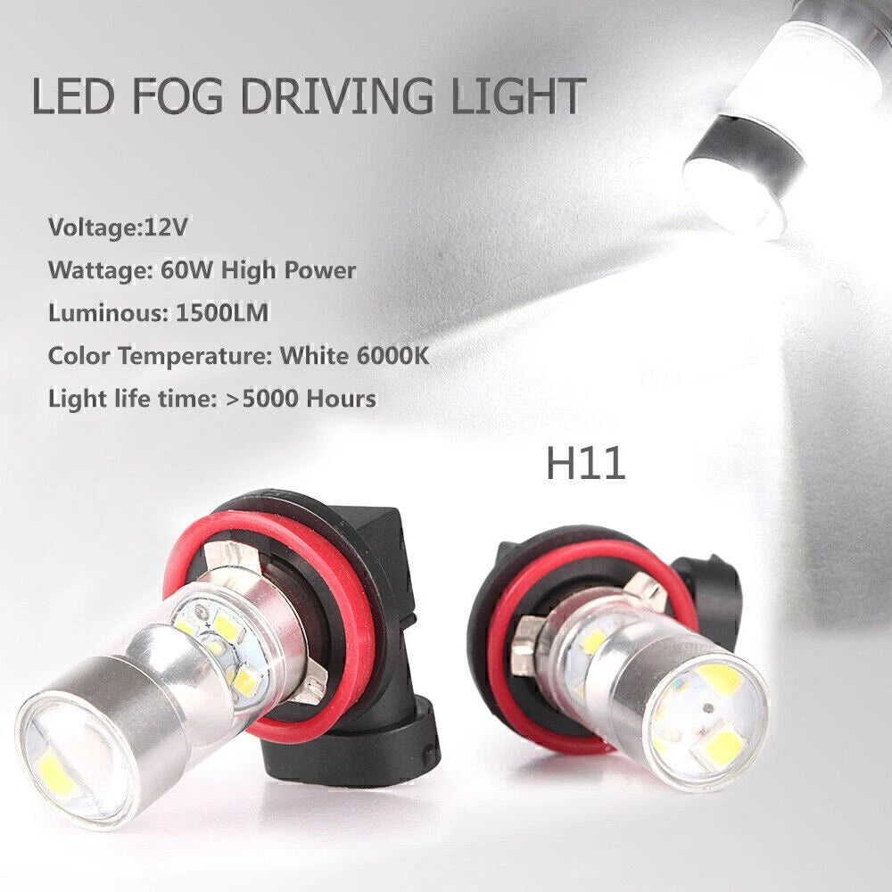 H11 60W White Super Bright LED Fog Headlight Bulbs for Car