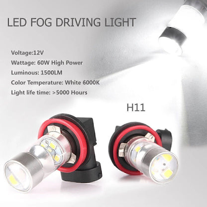 H11 60W White Super Bright LED Fog Headlight Bulbs for Car