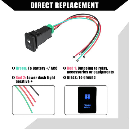 Driving Lights Push Button Switch Set for Toyota Land Cruiser 4Runner (2003-2023)