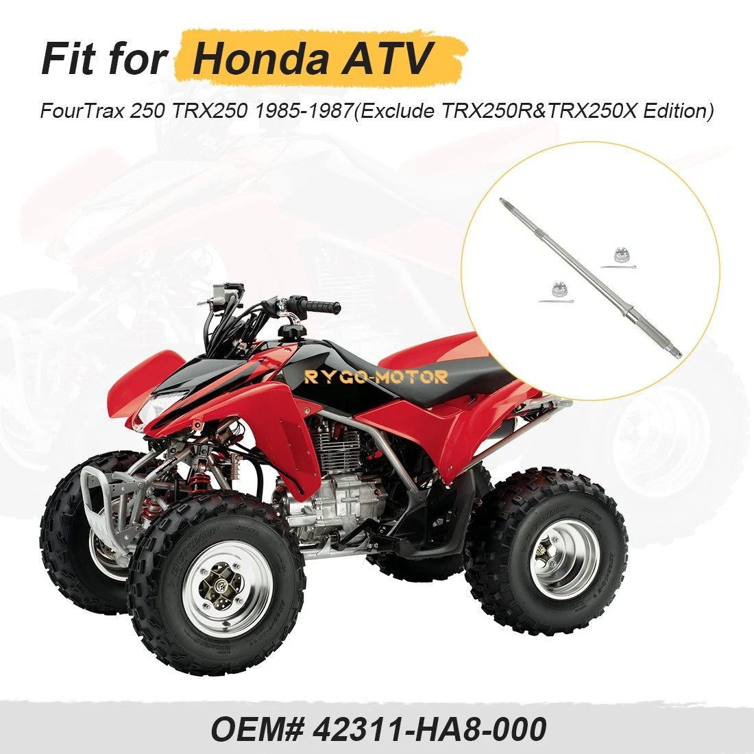 Rear Axle Shaft & Nuts for Honda Fourtrax 250 TRX250 (1985-1987)