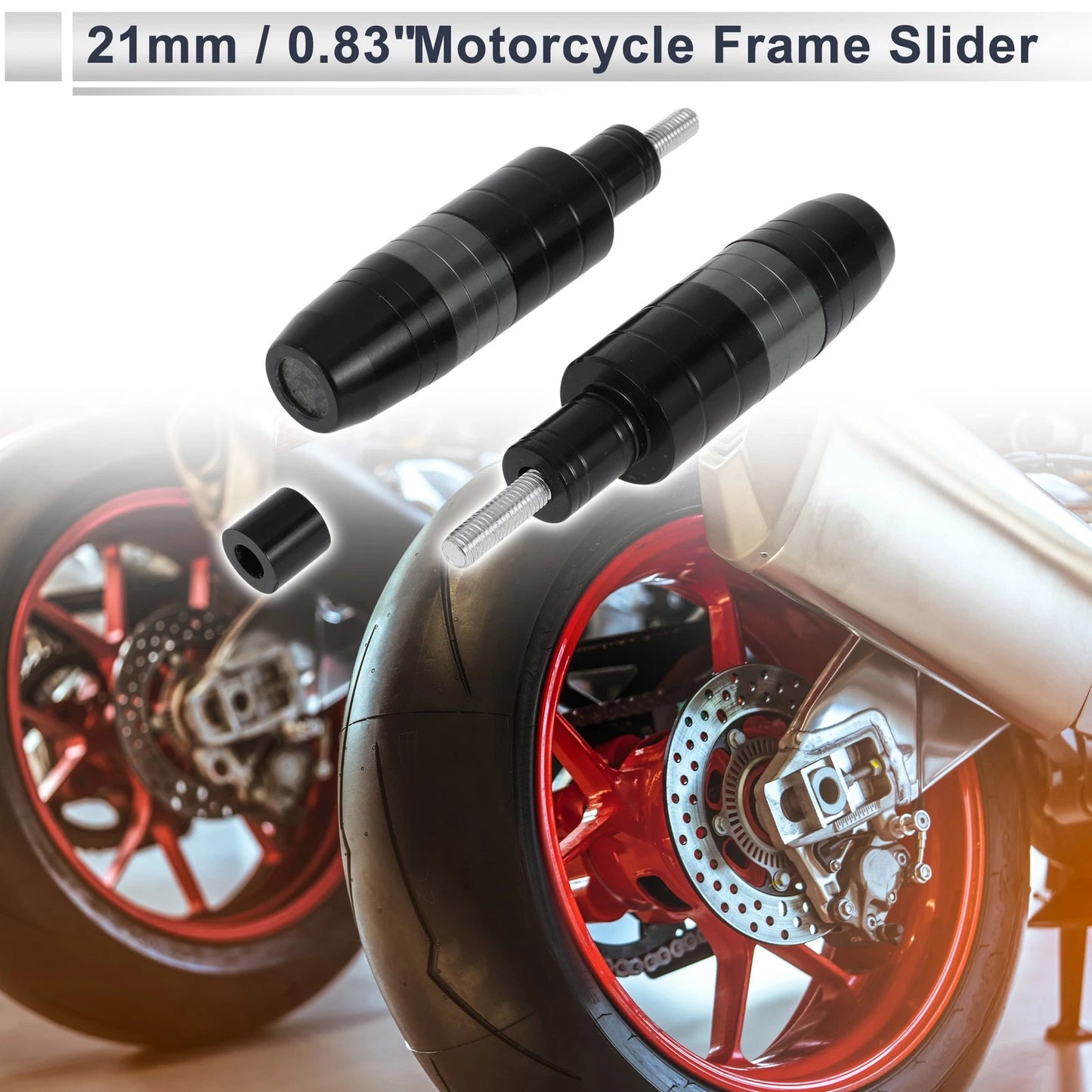 8mm Aluminum Alloy Motorcycle Slider Frame 2 Pcs Titanium Tone