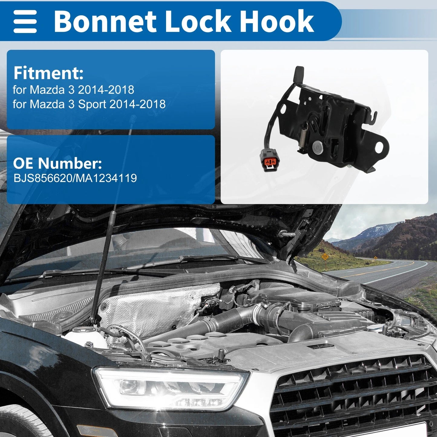Hood Latch Assembly for Mazda 3 (2014-2018)