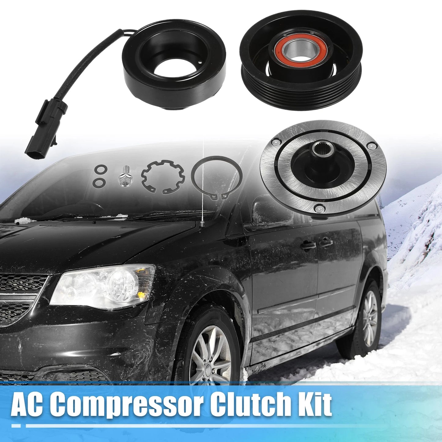Set 6 Cyl 3.3L 3.8L AC Compressor Clutch for Dodge Grand Caravan (2008-2010)