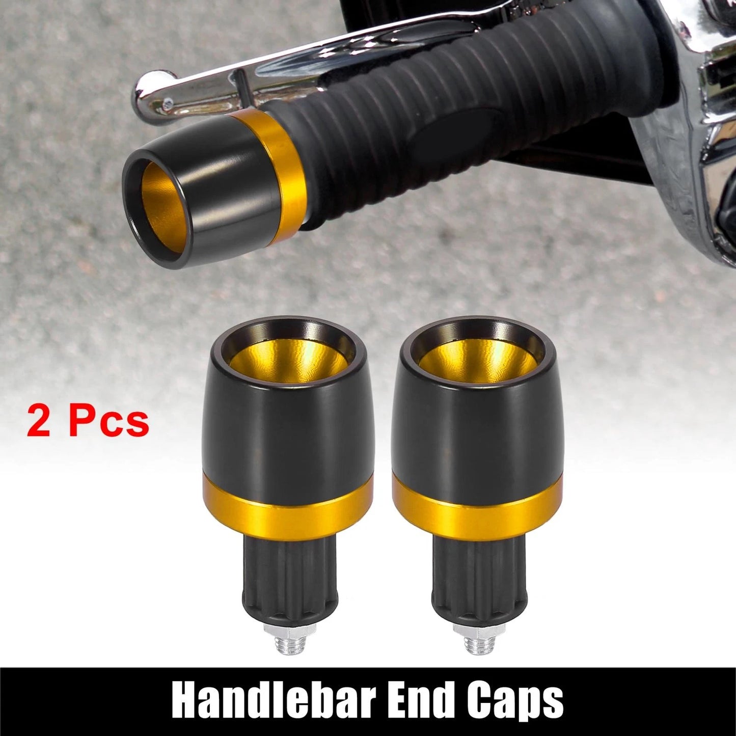 2 x 18mm Handlebar End Caps Plug CNC Aluminum Alloy for Motorcycle Gold Tone