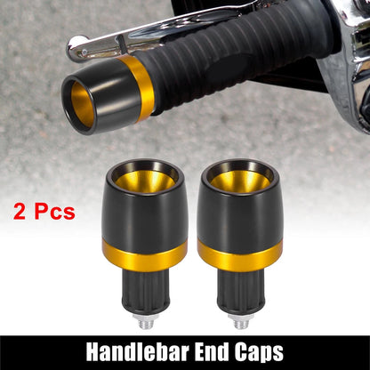 2 x 18mm Handlebar End Caps Plug CNC Aluminum Alloy for Motorcycle Gold Tone