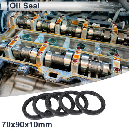 Oil Seal 70x90x10mm NBR Rubber Black Rotary Shaft Seal 5 Pcs