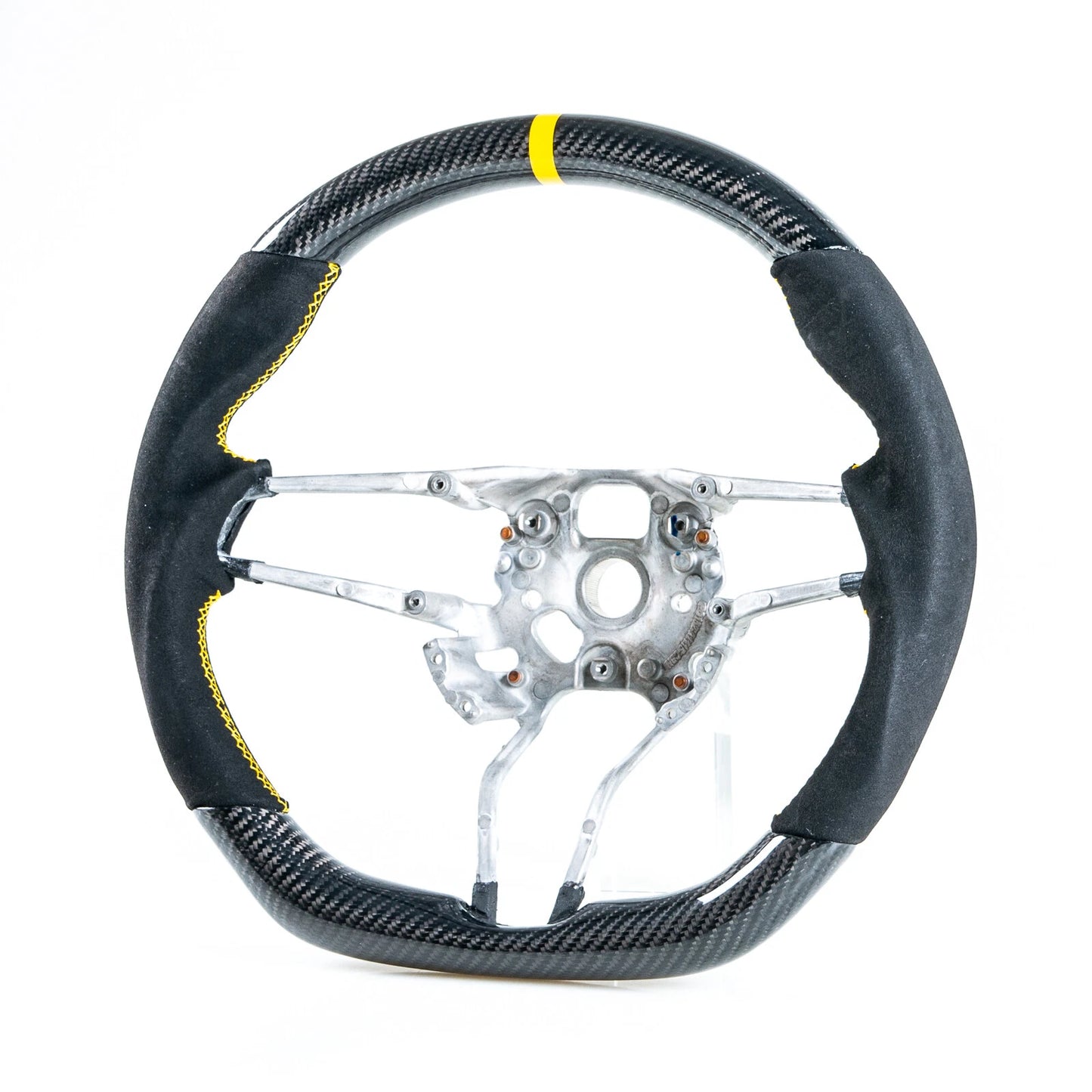 Carbon Suede Yellow Steering Wheel for Porsche 911, 718, Boxster, Cayman, Macan (2016-2023)