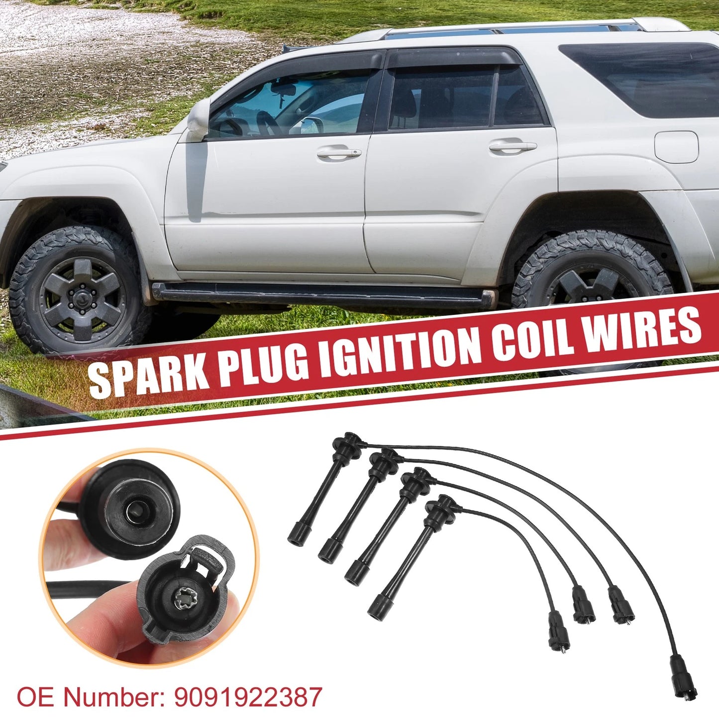 4 Pcs Spark Plug Wire Ignition Coil Cable for Toyota Tacoma (2005-2015)