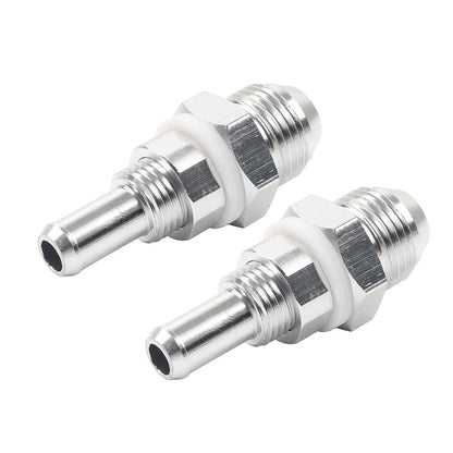 8AN Male Flare Bulkhead to 3/8" Hose Barb Fuel Tank Fittings (Universal) 2 Pcs