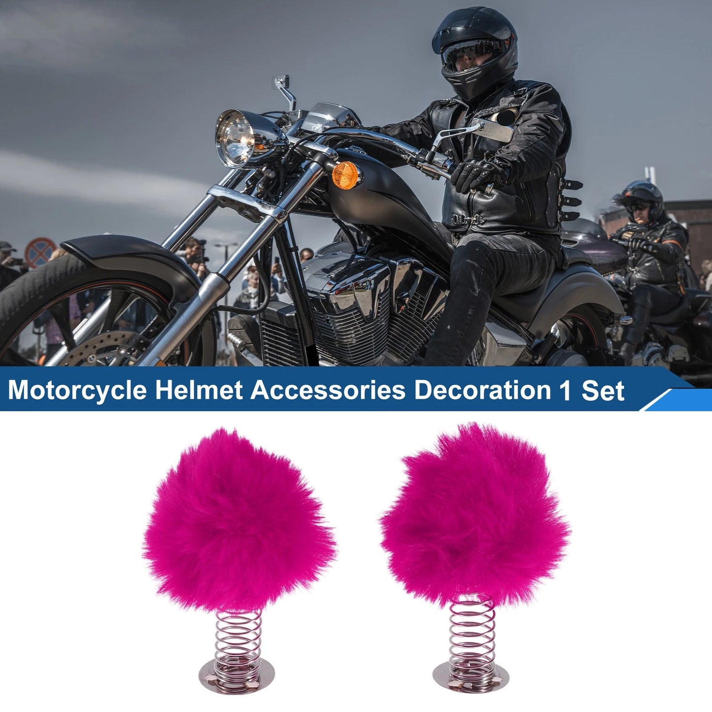 2 x Rose Red Plush Iron Motorcycle Helmet Accessories Decoration for Motorcycle