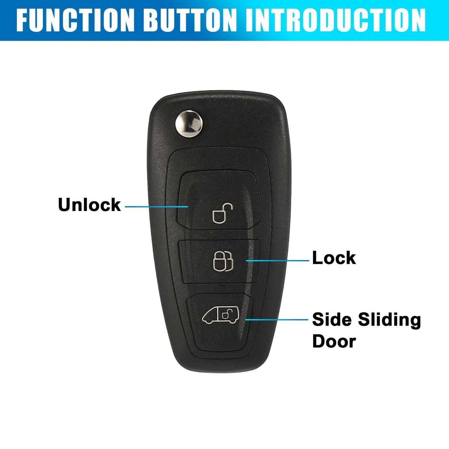 3 x Car Fob Key Case Shell for Ford Transit (2014-2023)
