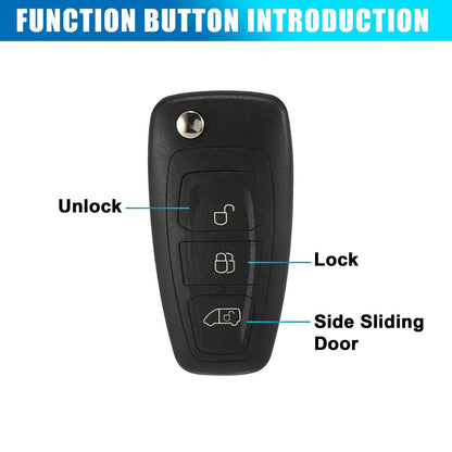 3 x Car Fob Key Case Shell for Ford Transit (2014-2023)
