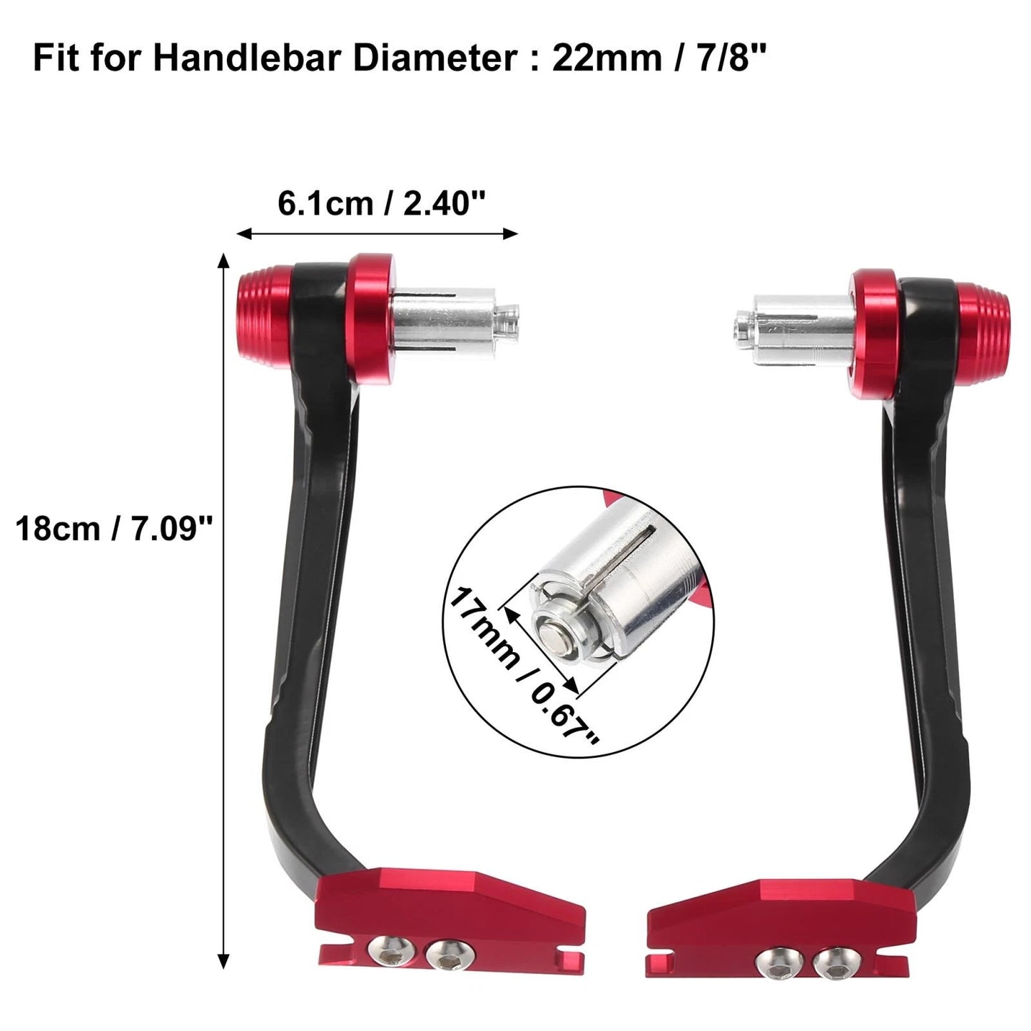 1 Pair / 7/8" 22mm / Universal Lever Guard for Motorcycles Red