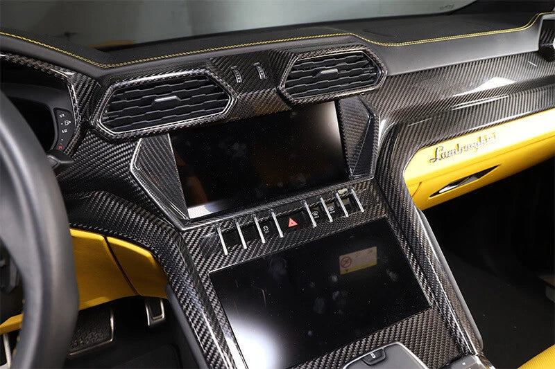 Carbon Fiber Center Console LCD Screen Cover Trim For Lamborghini URUS 2018-2022