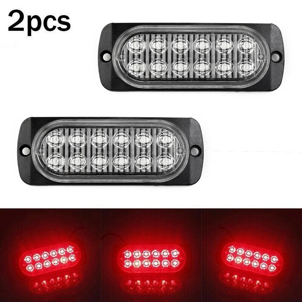 2 x Rear Red Fog 12Led Lamp Lights 12V To 24V for Truck Car/Van/Bus/Cab