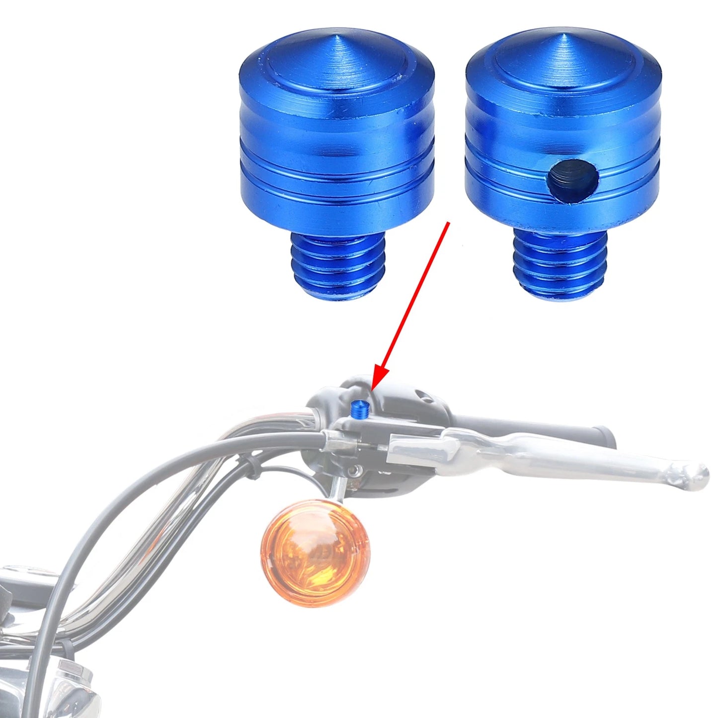 2 x M8x1.25 Motorcycle Mirror Hole Plugs Screws Aluminum Blue for Motorcycle