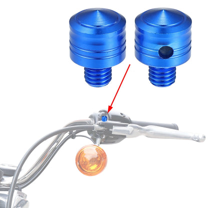 2 x M8x1.25 Motorcycle Mirror Hole Plugs Screws Aluminum Blue for Motorcycle