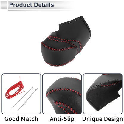 Gear Shift Knob Cover for Honda Accord 2013-2017 Black Red Faux Leather