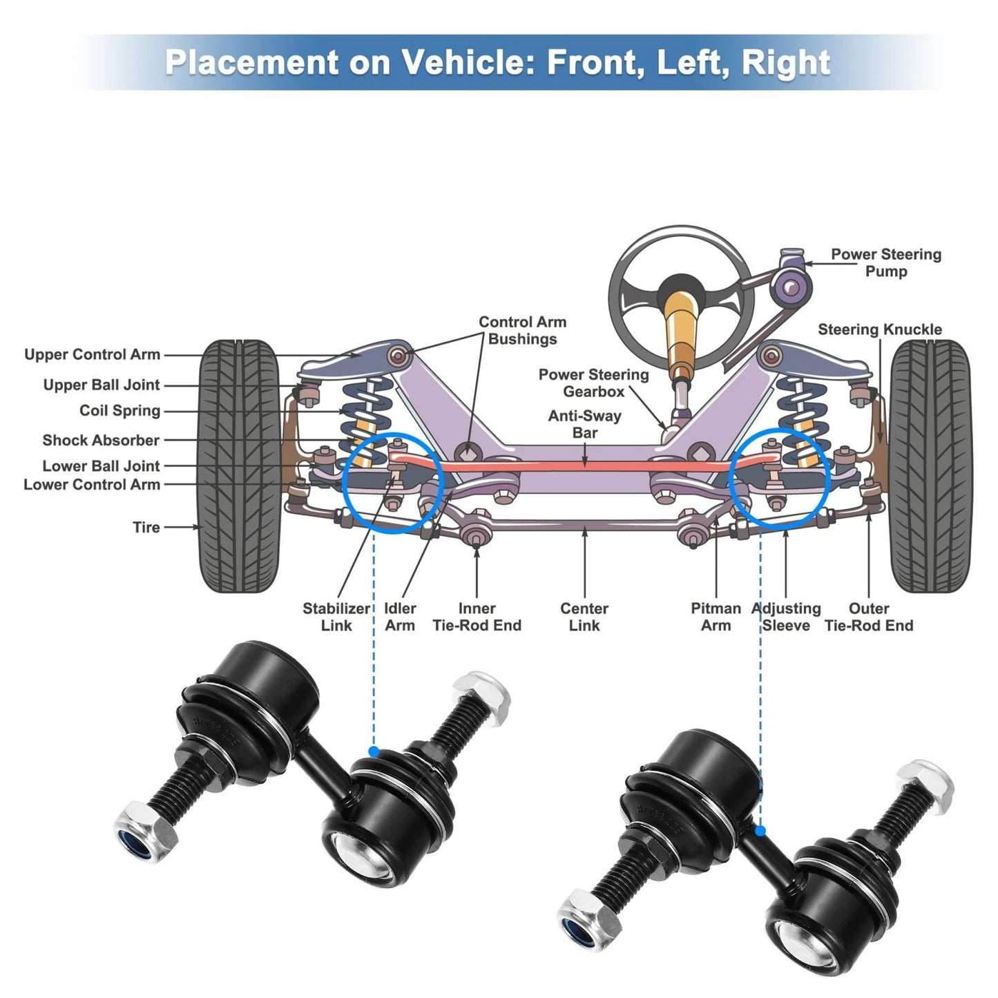 Front Sway Bar Links for Honda 1997-2001