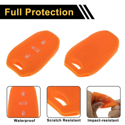 Orange Key Fob Shell Cover Case for Peugeot 208/e208 (2019-2023)