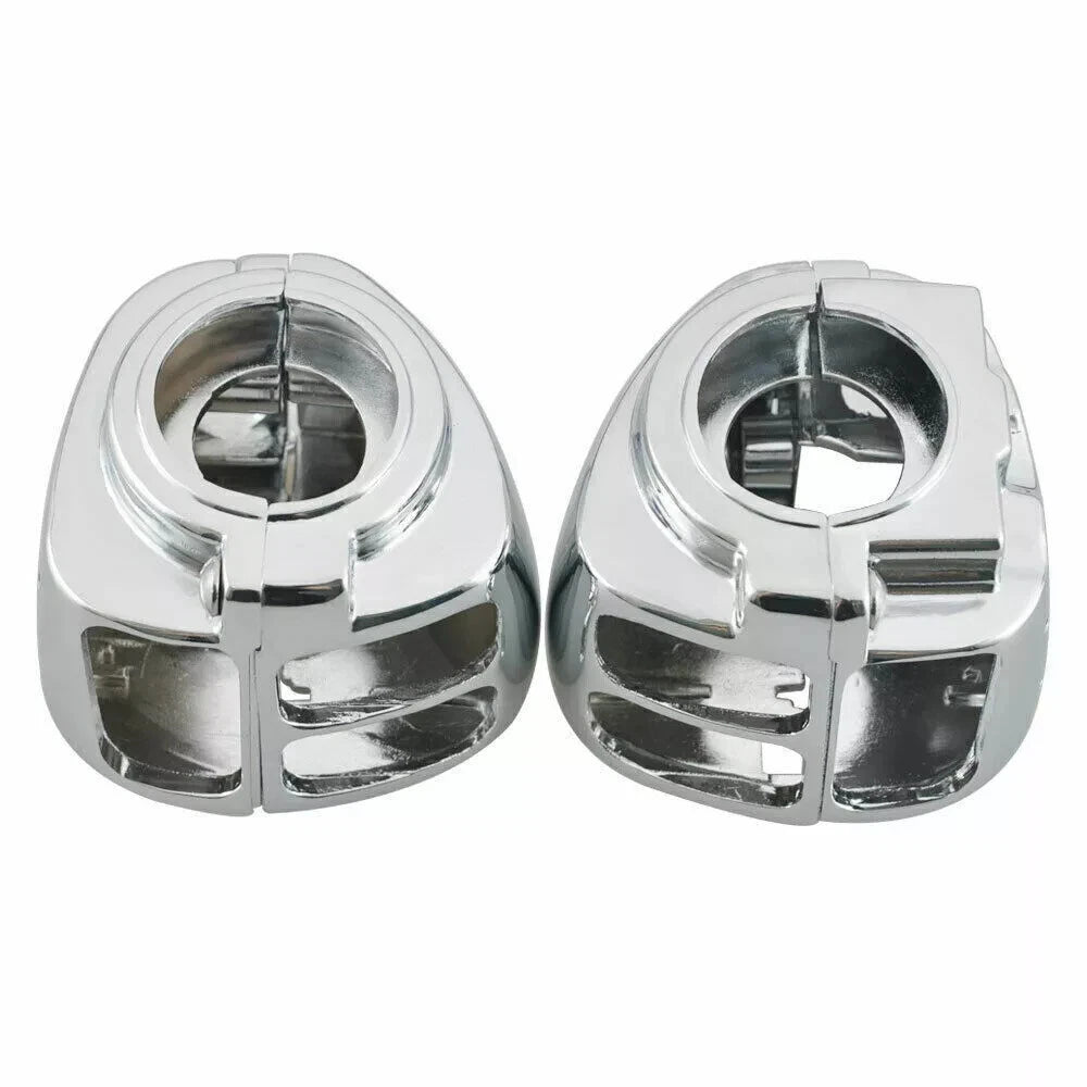 Chrome Switch Housing Covers + 6 x Hand Control Button Caps for Harley Softail