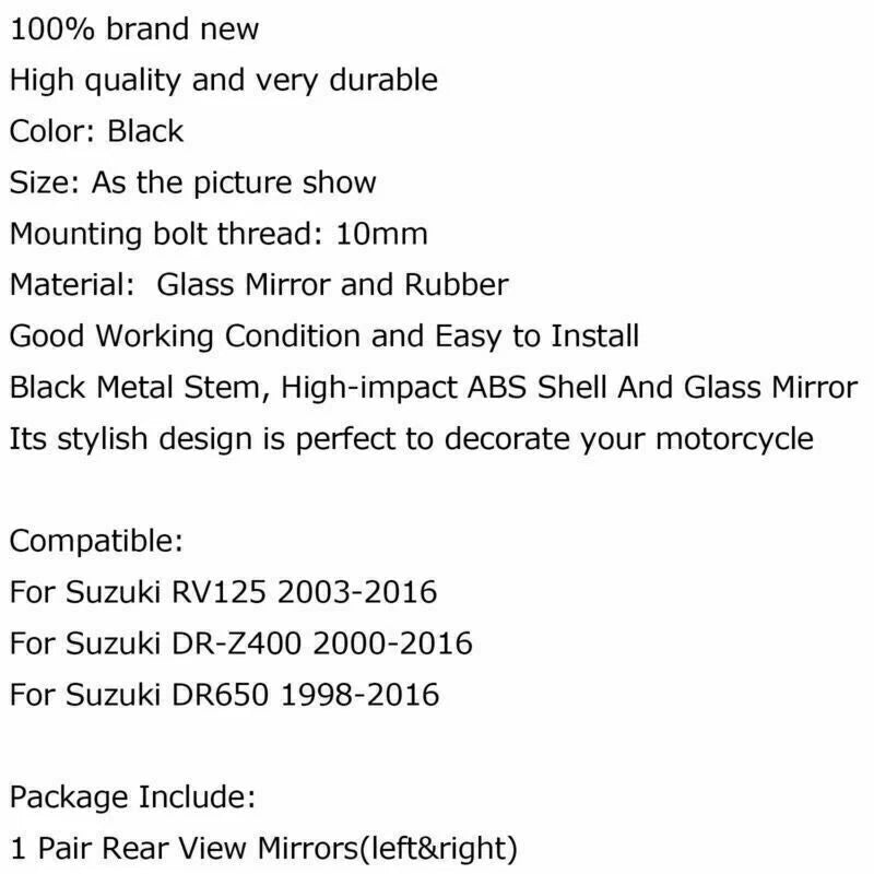 Rearview Mirror for Suzuki RV125, DR-Z400, DR650 (2000-2016)