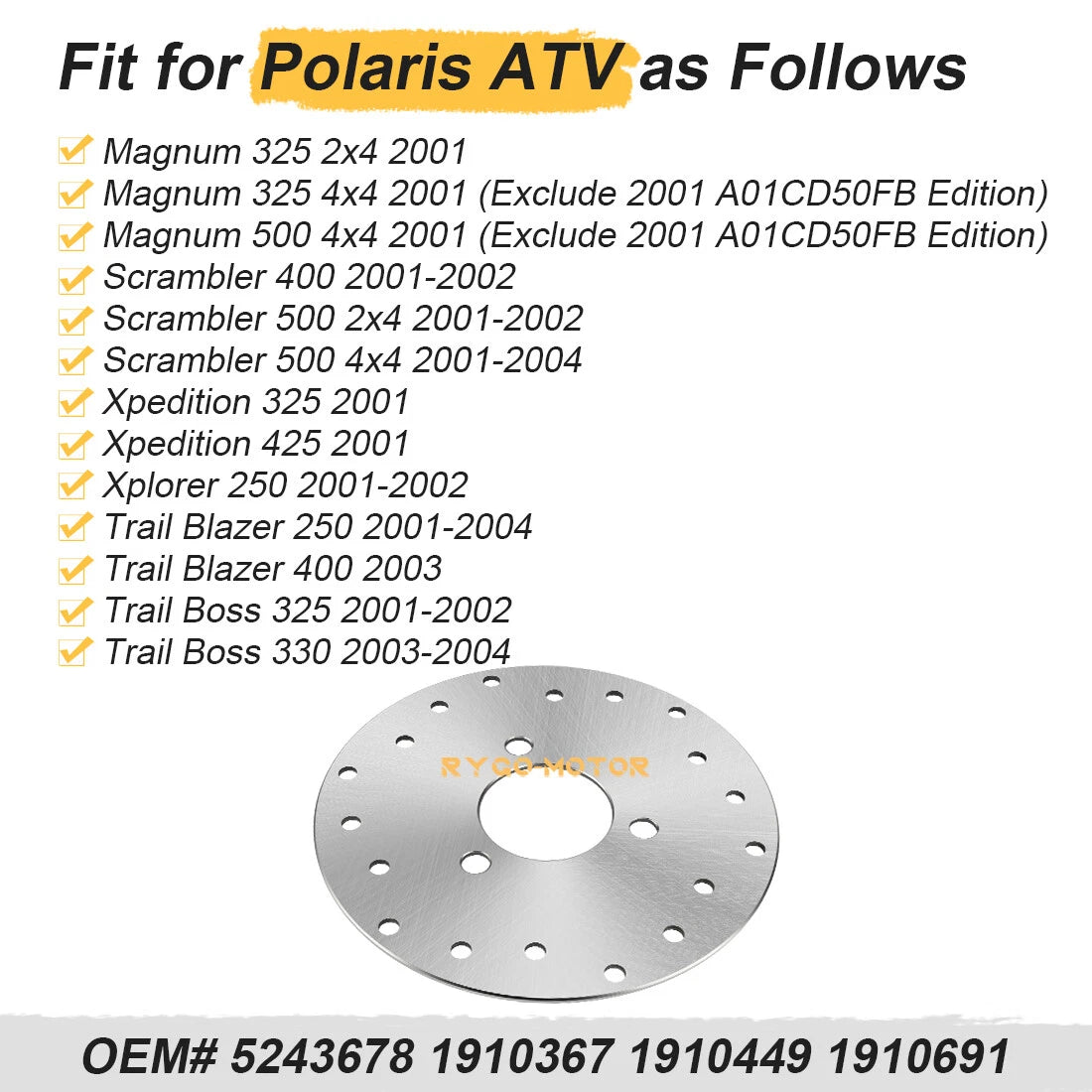Rear Brake Disc Rotor for Polaris Scrambler (2001–2004)