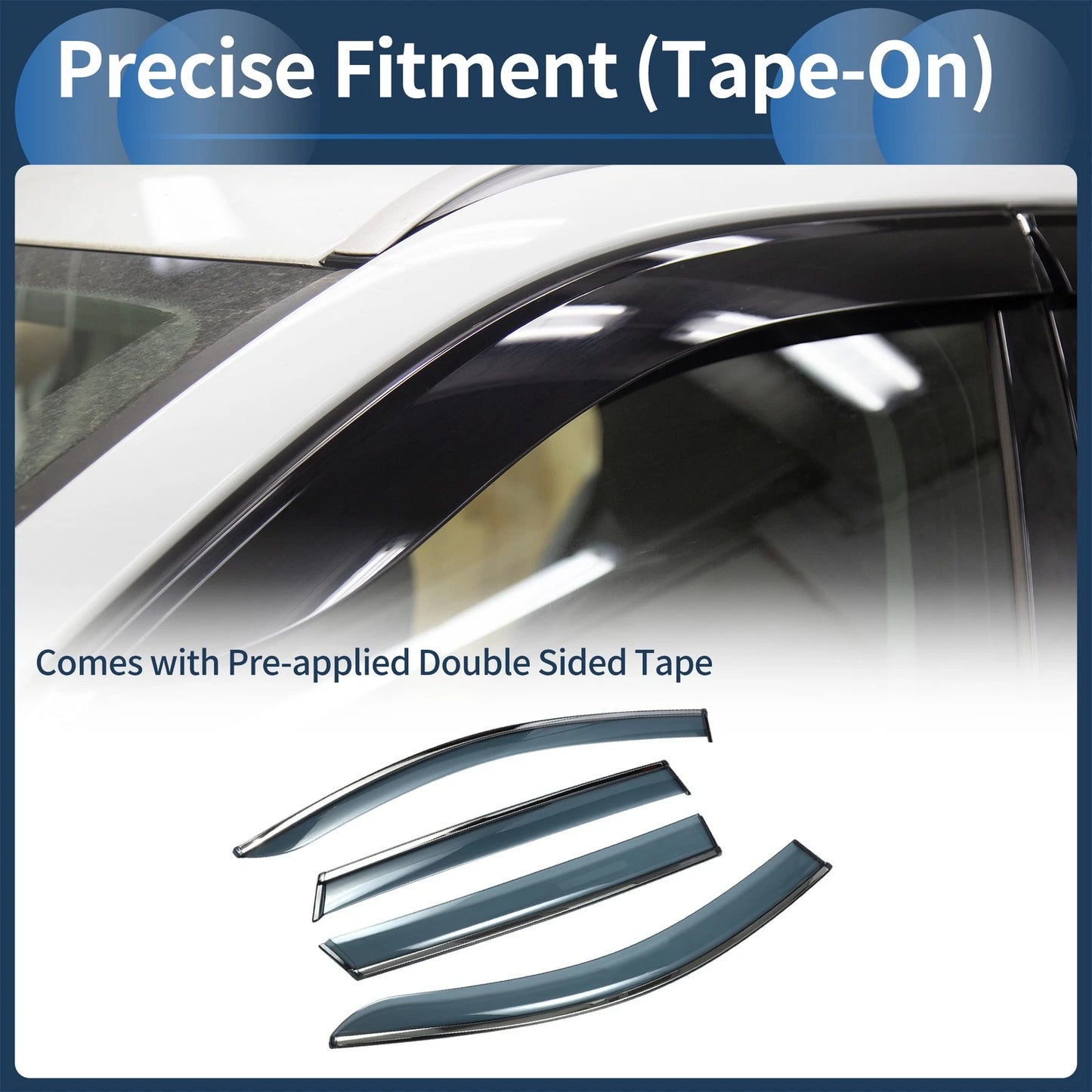 Window Deflectors 1 Set for Kia Sorento (2016-2020) Side Vent Visors Black
