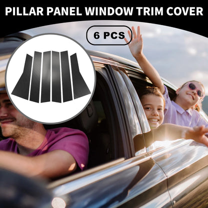 6pcs Black Carbon Fiber Car Pillar Window Trim Cover for Honda CR-V (2017-2022)