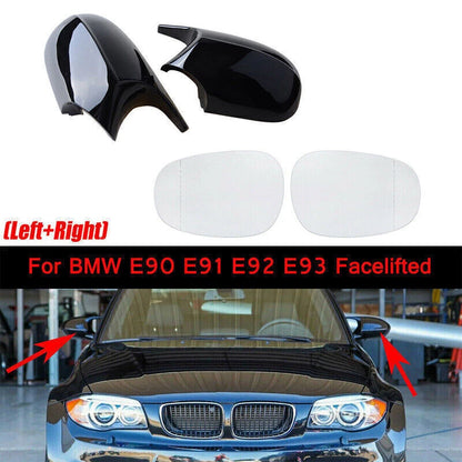 Gloss Black Mirror Cover & Lens for BMW E90 E91 E92 E93 (2008-2013)