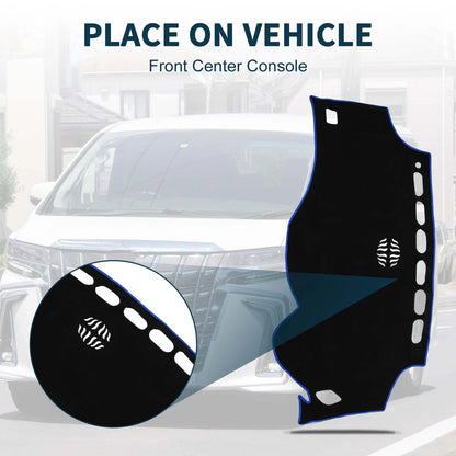Dashboard Cover Mat for Toyota Vellfire (2008-2015) - Black Blue 1 Set