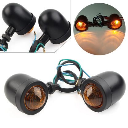 Black Motorcycle Turn Signal Lights for Harley Cafe Racer Bobber Chopper