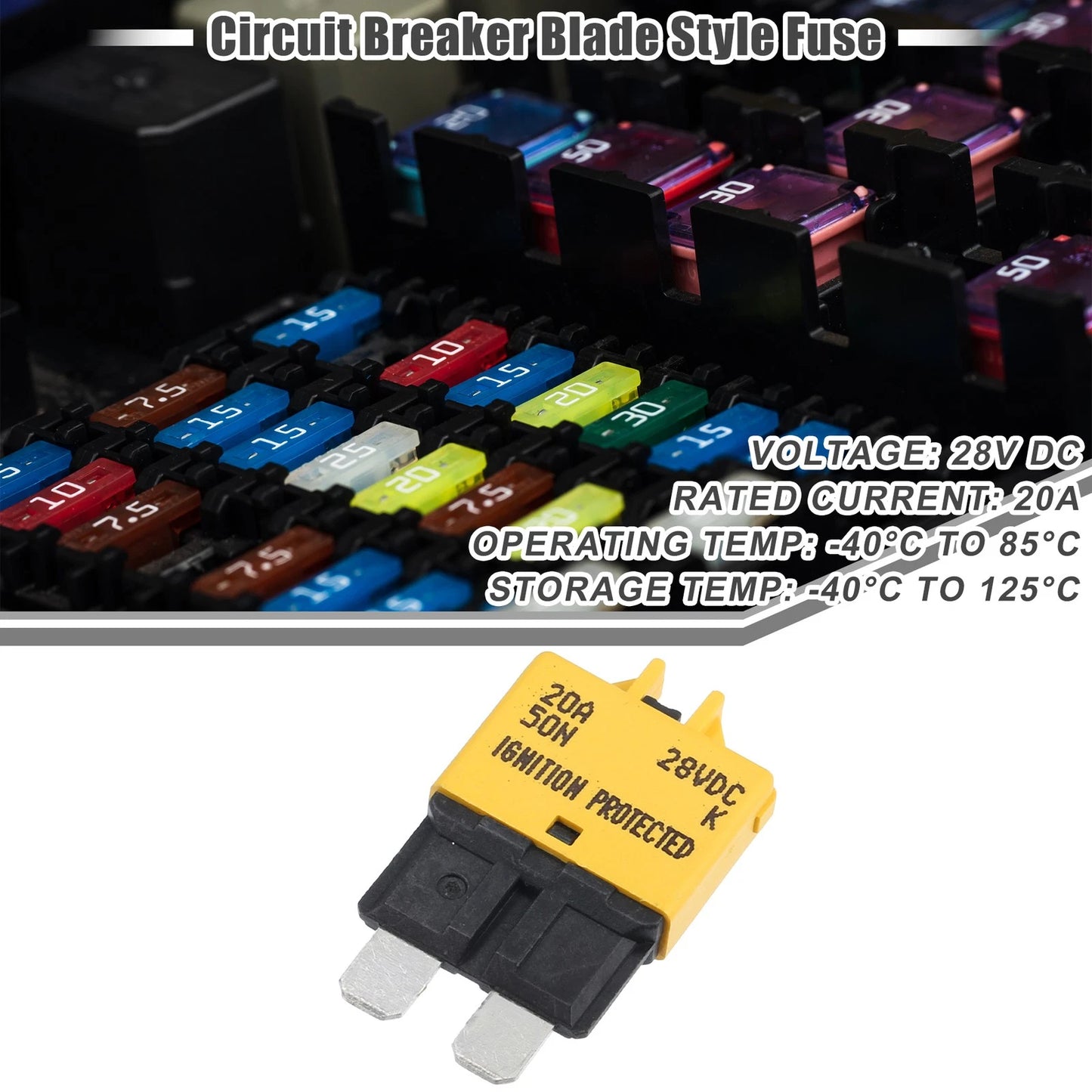 20A Resettable Blade-Style Circuit Breaker Fuse for Car Marine