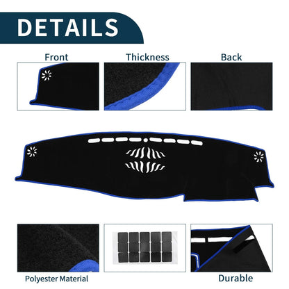 Dashboard Cover Mat for Toyota Crown (2012-2018) Black Blue 1 Set