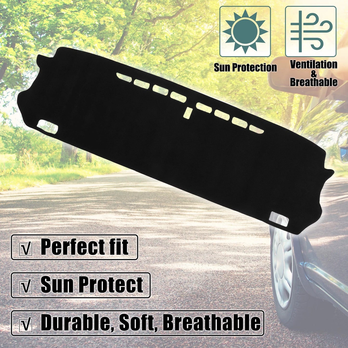 Dashboard Cover Black Polyester Non-slip Mat for Honda Fit (2020-2023)