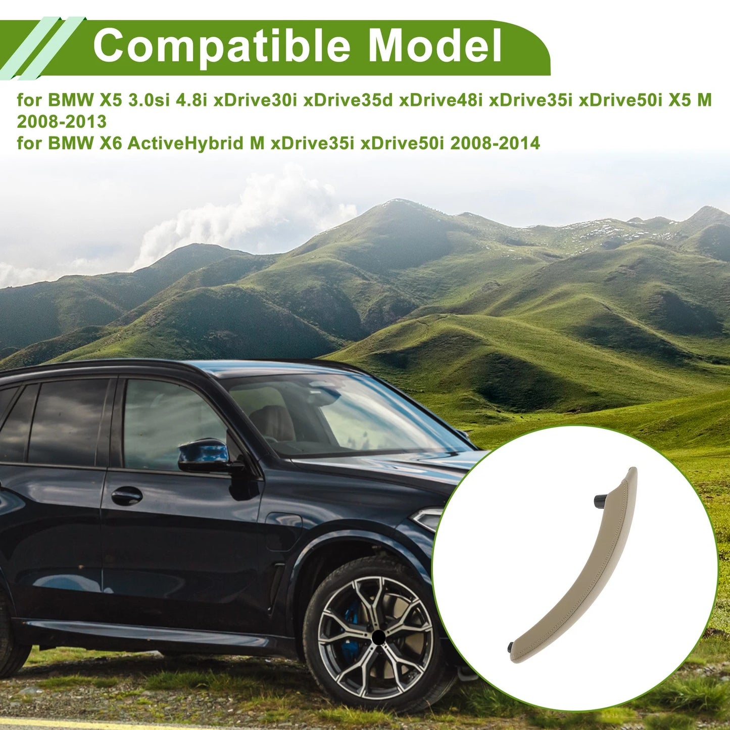 Beige Door Panel Handle Pull Trim Cover for BMW X5 (2008-2013)