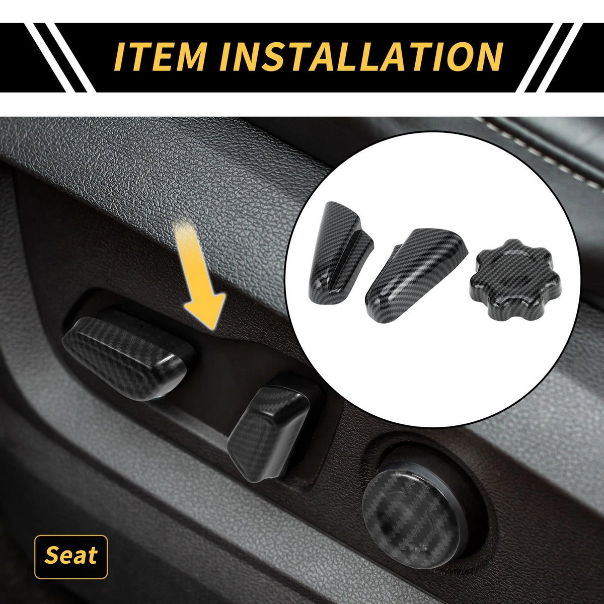 Carbon Fiber Seat Switch Control Button Trim Set for Toyota Tacoma (2016-2023)